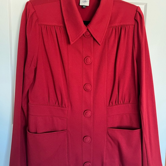 Cabi Spencer Jacket Collared Button Snap Front Knit Moulin Rouge Red Size Large - Picture 3 of 11